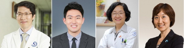 왼쪽부터 아주대의료원 박래웅 교수ㆍ김청수 대학원생ㆍ최영화 교수, 이화여대 이정연 교수