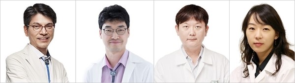 (왼쪽부터) 서울성모 민창기, 박성수, 은평성모 신승환, 인천성모 양승아 교수