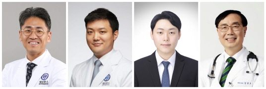 왼쪽부터 용인세브란스병원 김용철ㆍ이오현 교수, 연세의대 허석재 연구원, 전남대병원 정명호 교수